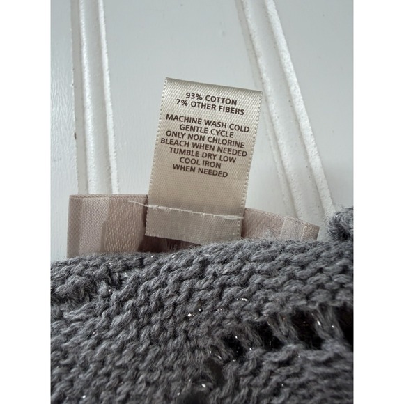 Loft Outlet Women's Large Gray Open Knit Sweater Silver Shimmer - Picture 3 of 8